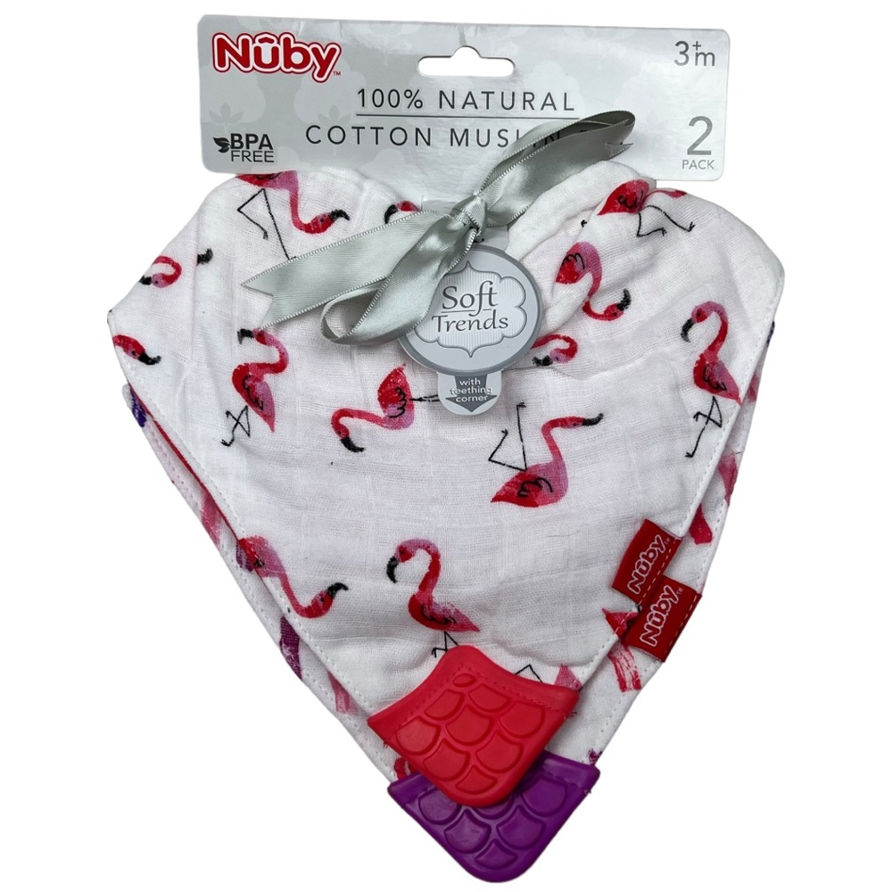 New NUBY Cotton Muslin Teething Bandana Bib